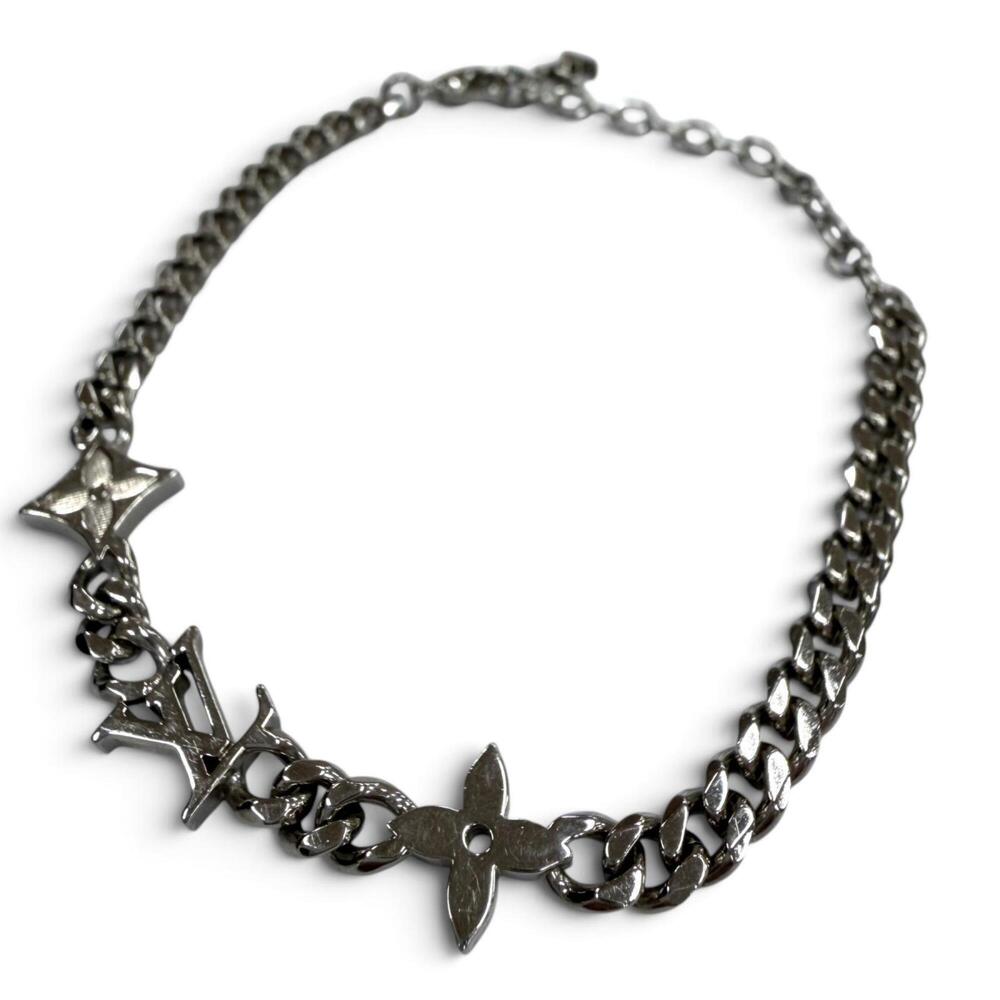 LOUIS VUITTON Silver Monogram Charm Bracelet